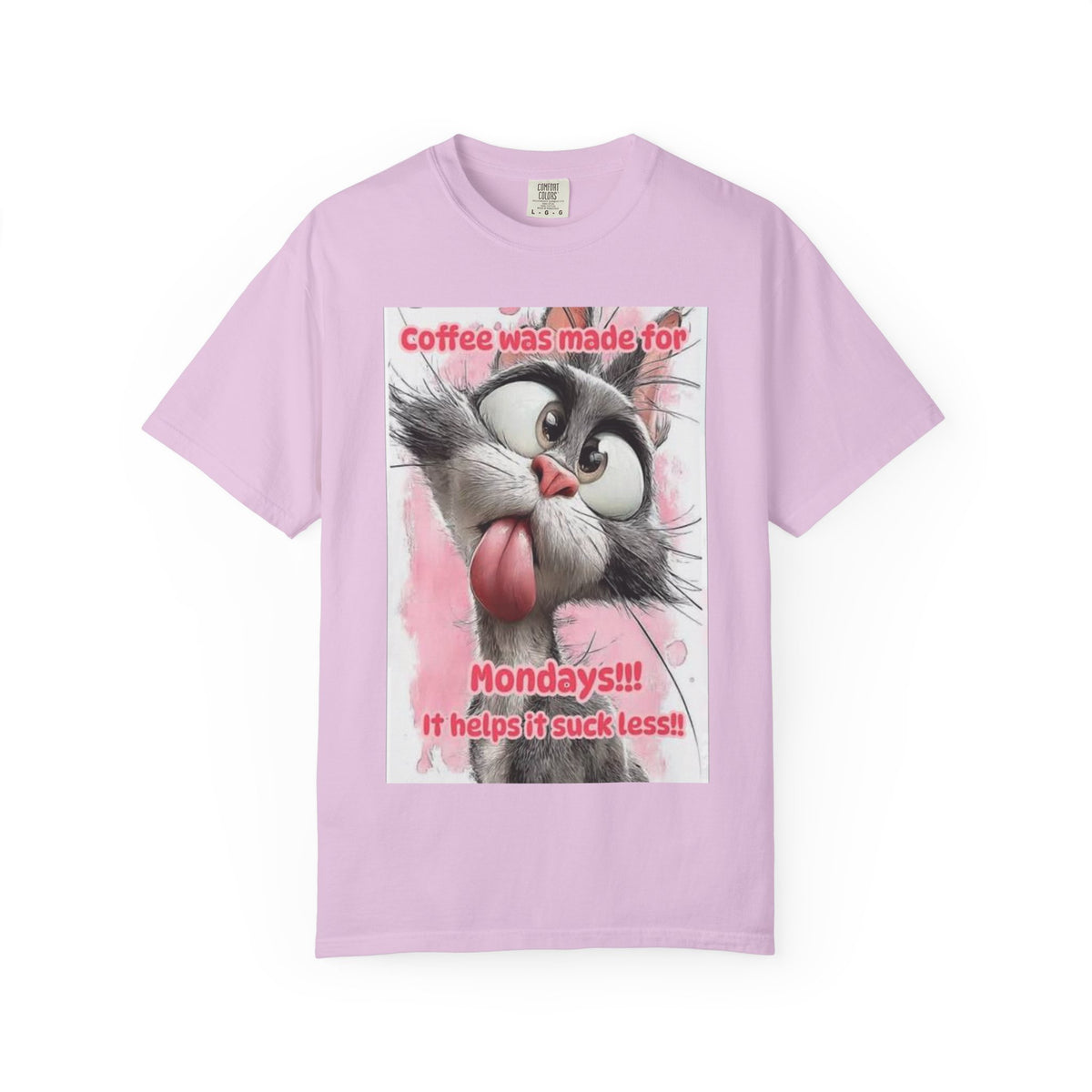 Funny Cat Coffee T-Shirt – "Coffee was made for Mondays!!! It helps it suck less!"