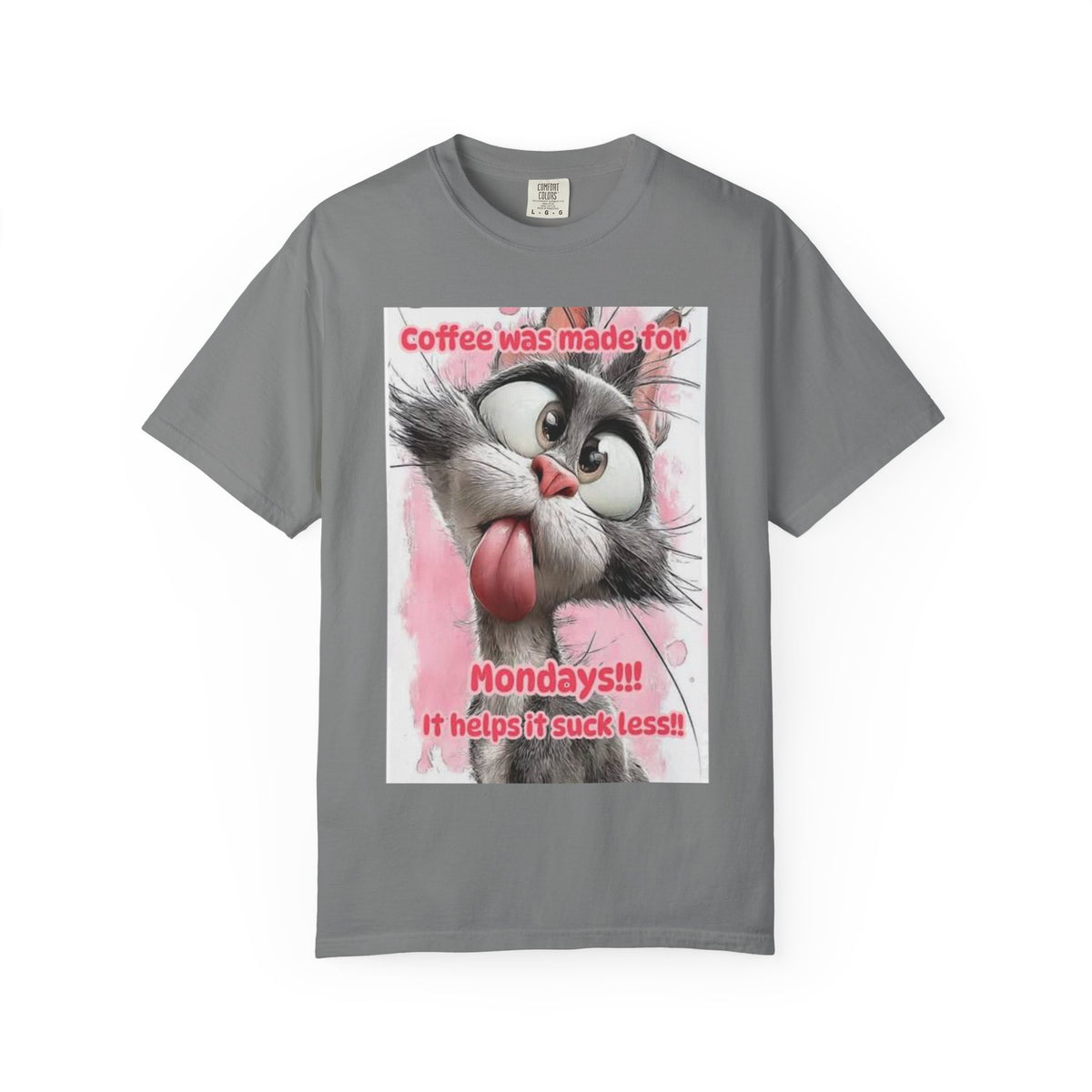 Funny Cat Coffee T-Shirt – "Coffee was made for Mondays!!! It helps it suck less!"