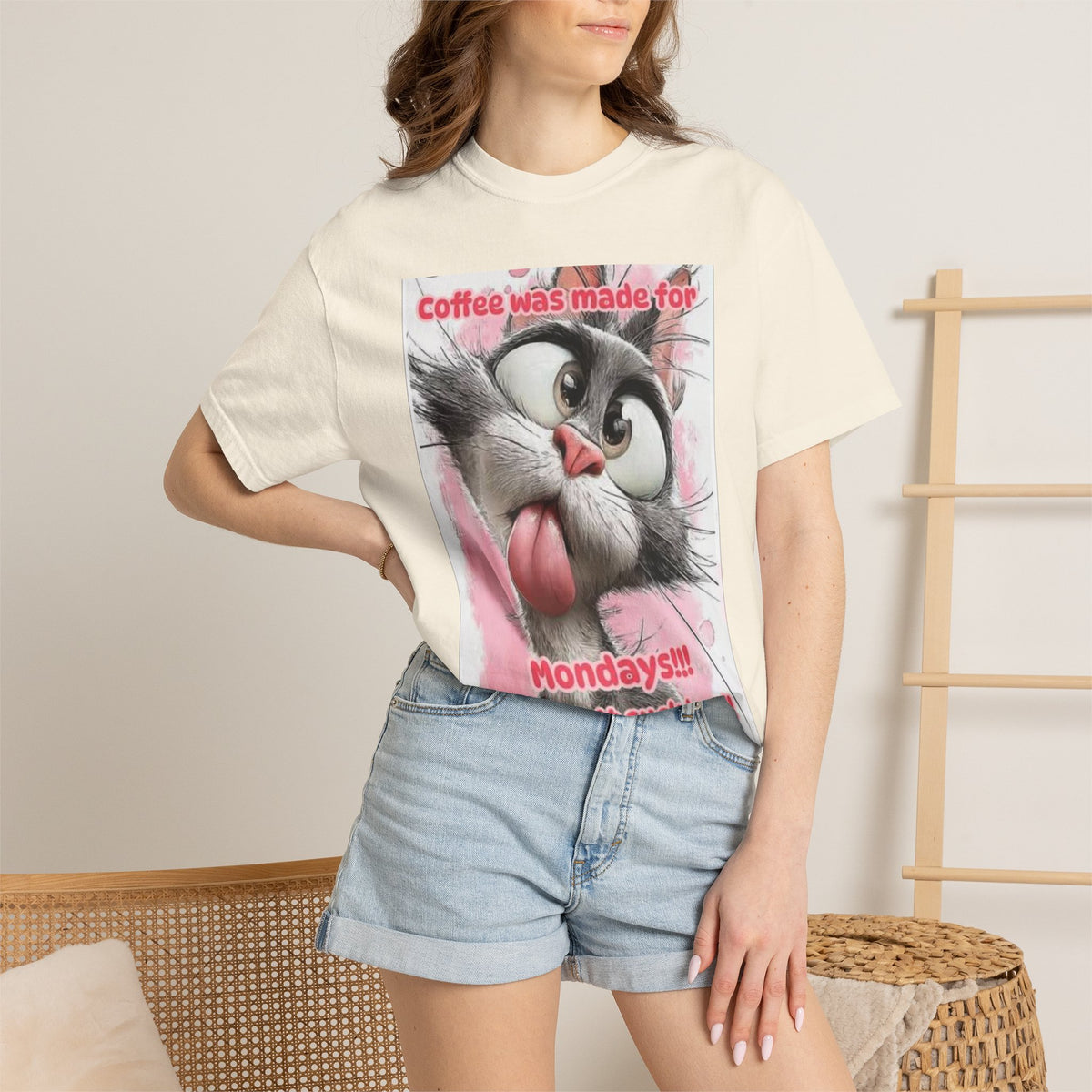 Funny Cat Coffee T-Shirt – "Coffee was made for Mondays!!! It helps it suck less!"